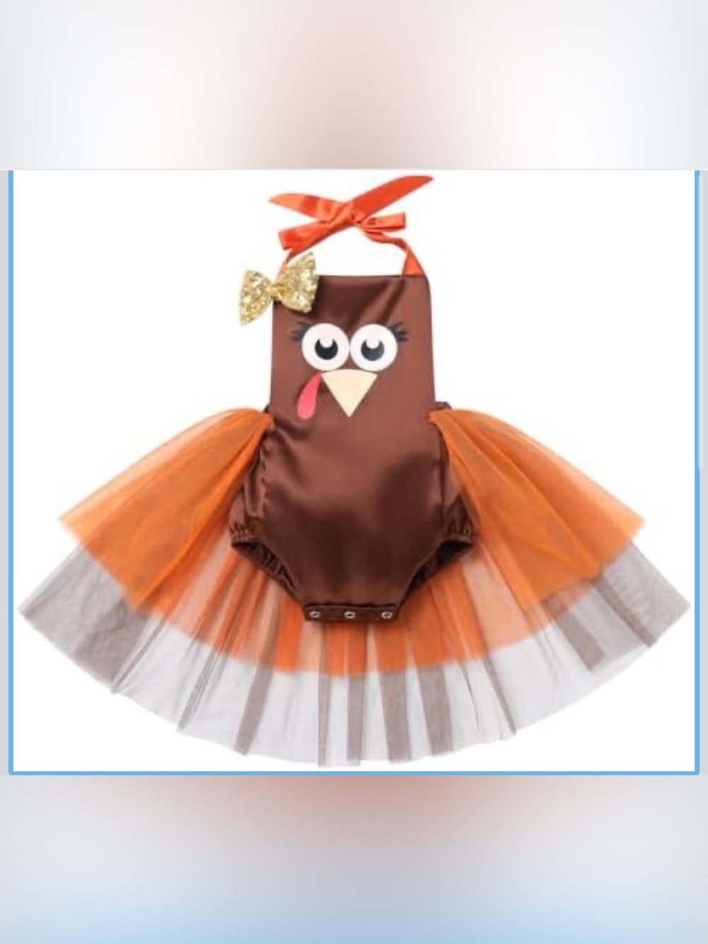 Brown and Orange Turkey Tutu Dress for Kids with Bow
